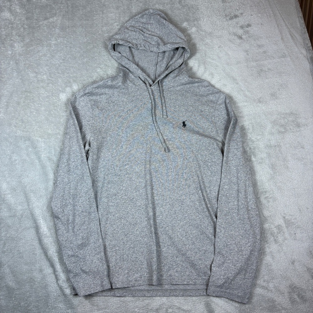 Polo Ralph Lauren Hoodie Mens M‎ Lightweight Jersey Pullover Grey Heather Logo